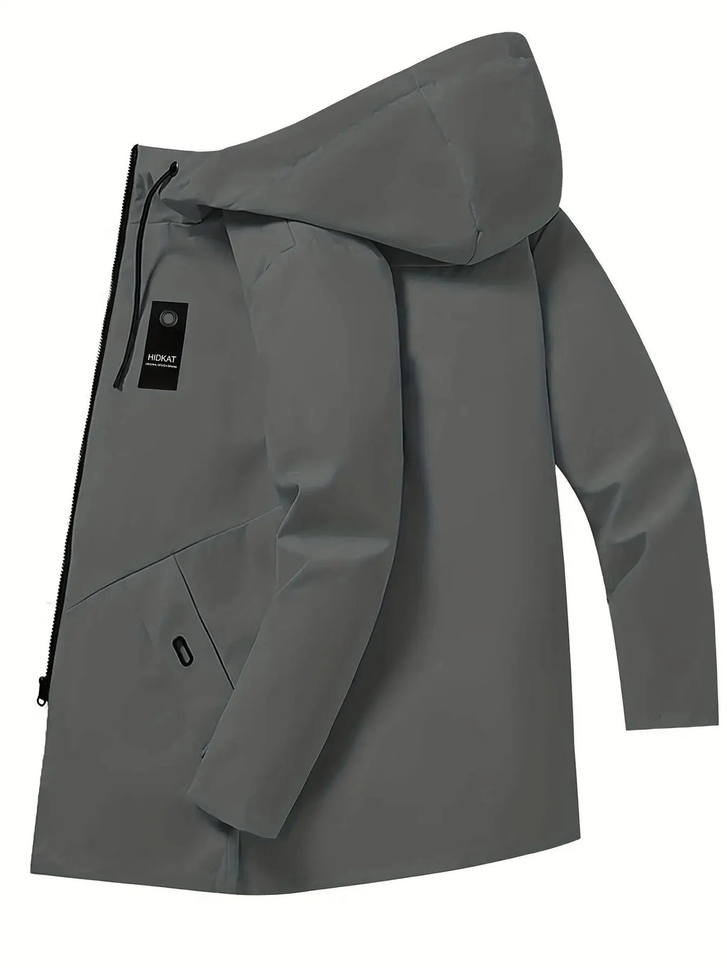 Men's Fashion Casual Jacket with Hood and Drawstring, Solid Color, Suitable for Spring and Autumn Casual Attire - Beauty