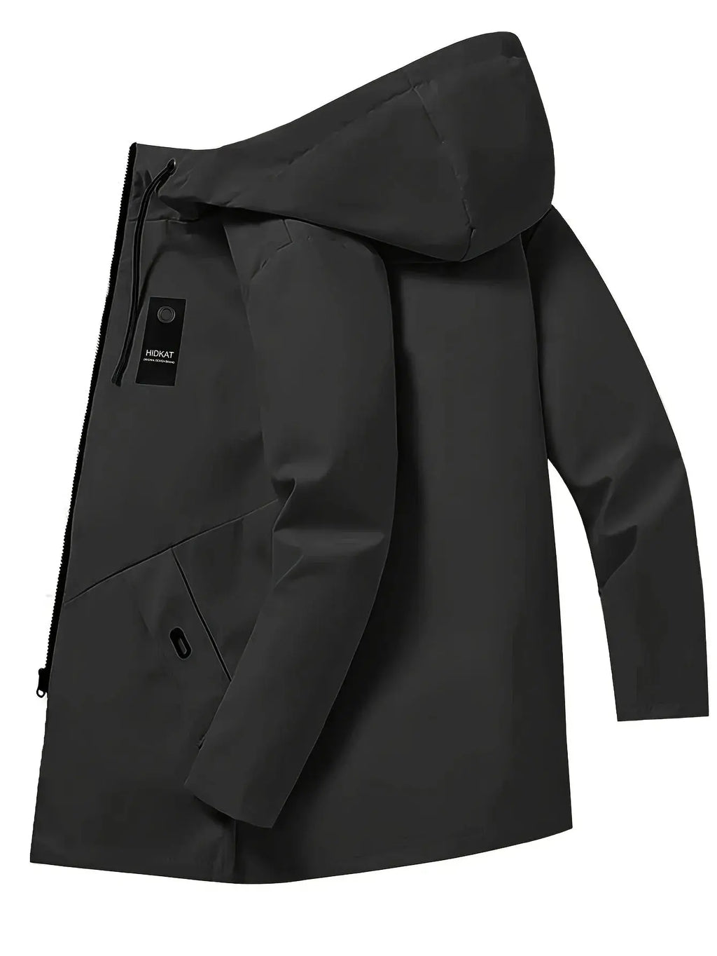 Men's Fashion Casual Jacket with Hood and Drawstring, Solid Color, Suitable for Spring and Autumn Casual Attire - Beauty