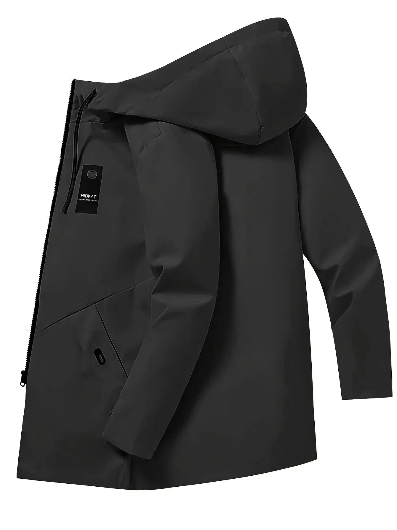 Men's Fashion Casual Jacket with Hood and Drawstring, Solid Color, Suitable for Spring and Autumn Casual Attire - Beauty