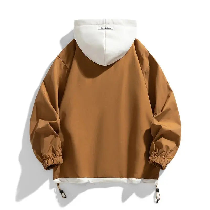 Men's Jacket Thin Hooded Jacket Youth Autumn and Winter New Popular Color Matching High - end Baseball Uniform Casual Hooded - Beauty