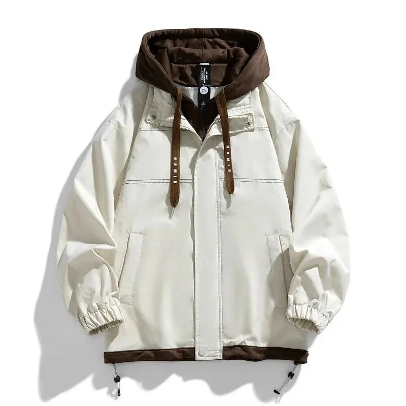 Men's Jacket Thin Hooded Jacket Youth Autumn and Winter New Popular Color Matching High - end Baseball Uniform Casual Hooded - Beauty