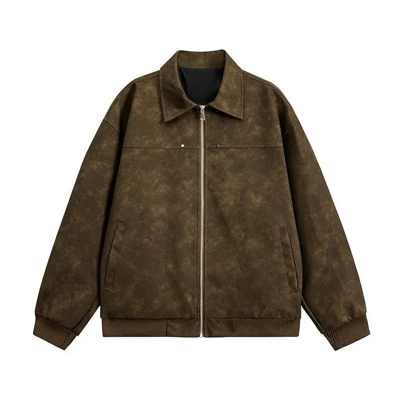 Men's Jackets Fashionable Soft and Comfortable Casual Loose and Versatile Handsome Retro Fashion Standing Collar Handsome Coats - Beauty