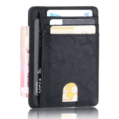 Mens Leather Slim Wallet Credit Card Holder RFID Blocking Pocket ID - Beauty