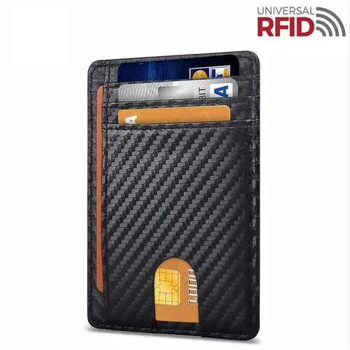 Mens Leather Slim Wallet Credit Card Holder RFID Blocking Pocket ID - Beauty
