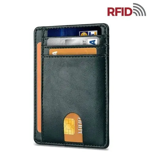 Mens Leather Slim Wallet Credit Card Holder RFID Blocking Pocket ID - Beauty