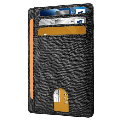 Mens Leather Slim Wallet Credit Card Holder RFID Blocking Pocket ID - Beauty