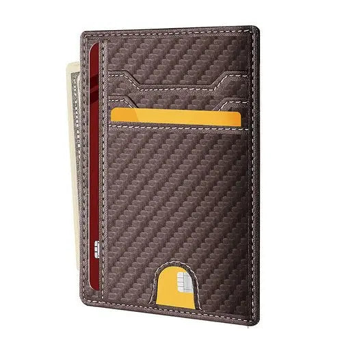 Mens Leather Slim Wallet Credit Card Holder RFID Blocking Pocket ID - Beauty