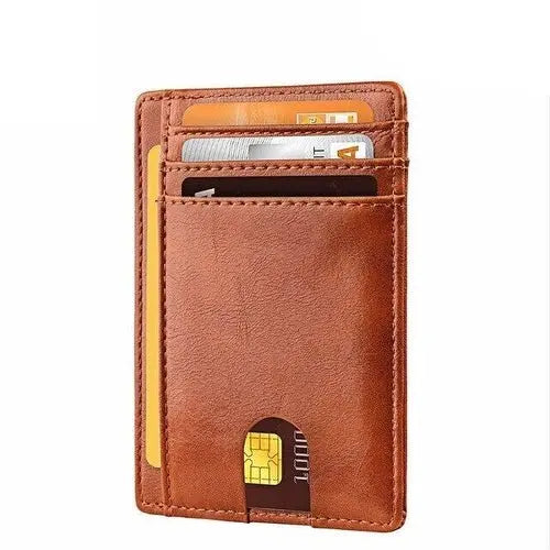 Mens Leather Slim Wallet Credit Card Holder RFID Blocking Pocket ID - Beauty