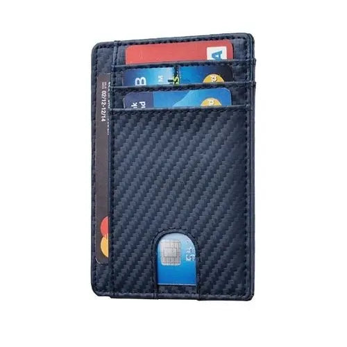 Mens Leather Slim Wallet Credit Card Holder RFID Blocking Pocket ID - Beauty