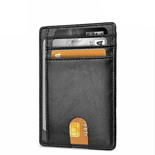 Mens Leather Slim Wallet Credit Card Holder RFID Blocking Pocket ID - Beauty
