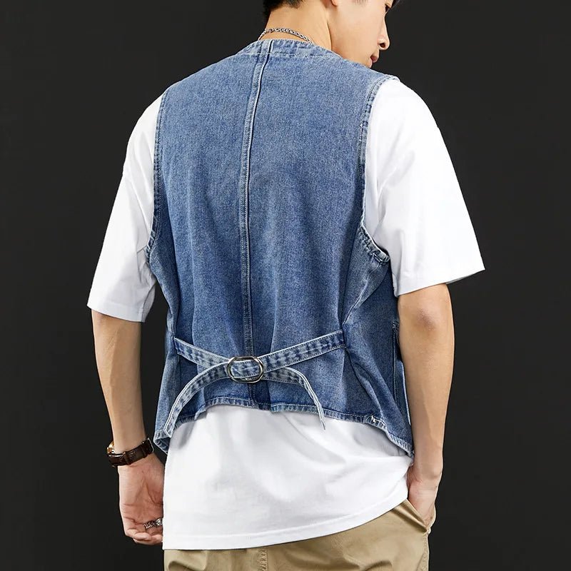 Mens Vests Waistcoats Men's Vintage Denim Vest Waistcoat Sleeveless Washed Retro Jacket Vests Outerwear Cowboy Vests Coat Male - Beauty