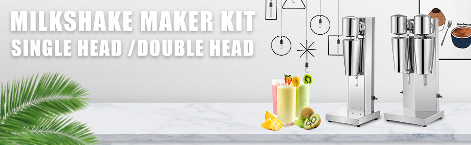 SucceBuy Milk Shake Machine 800ML Commercial Auto Double Cups Milkshaker Stainless Steel Shaking Maker Bubble Boba Drink Mixer