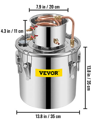 SucceBuy 3 5 8 Gal Distiller Moonshine Alcohol Brew Water Wine Essential Oil Brewing Kit Stainless Copper with Pump for Home DIY