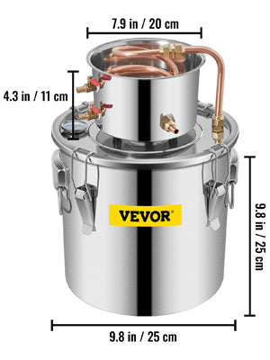 SucceBuy 3 5 8 Gal Distiller Moonshine Alcohol Brew Water Wine Essential Oil Brewing Kit Stainless Copper with Pump for Home DIY