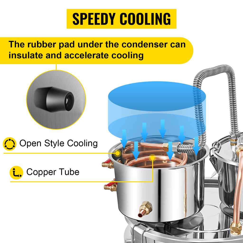 SucceBuy 50L Alcohol Water Distiller Bottle DIY Moonshine Equipment Stainless Steel Brewing Machine for Whisky Wine Dispenser