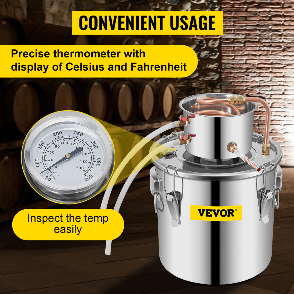 SucceBuy 3 5 8 Gal Distiller Moonshine Alcohol Brew Water Wine Essential Oil Brewing Kit Stainless Copper with Pump for Home DIY
