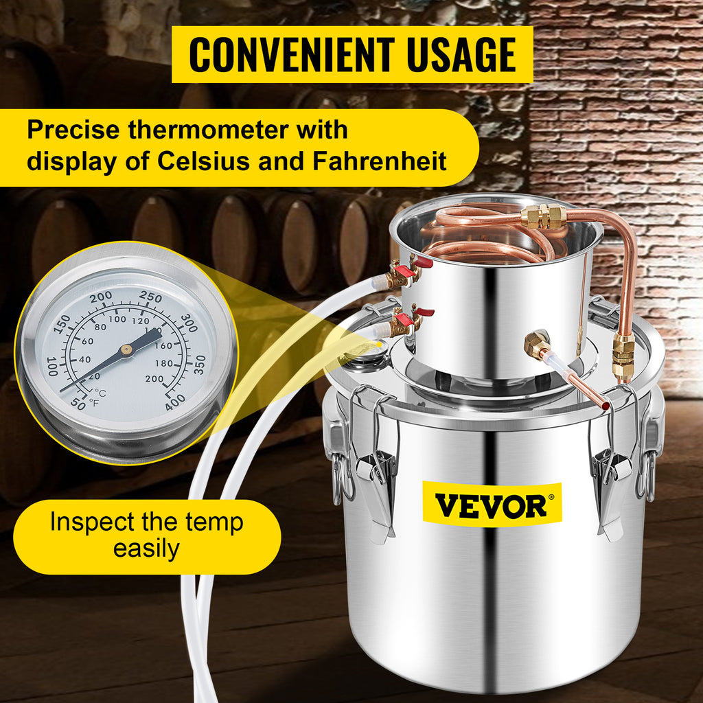 SucceBuy 50L Alcohol Still Stainless Steel Water Alcohol Distiller with Condenser 13.2Gal Wine Making Boiler with Copper Tube
