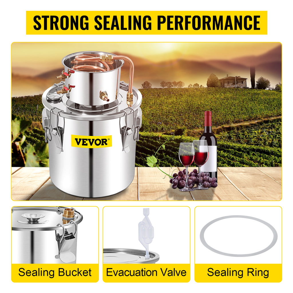 SucceBuy 50L Alcohol Still Stainless Steel Water Alcohol Distiller with Condenser 13.2Gal Wine Making Boiler with Copper Tube