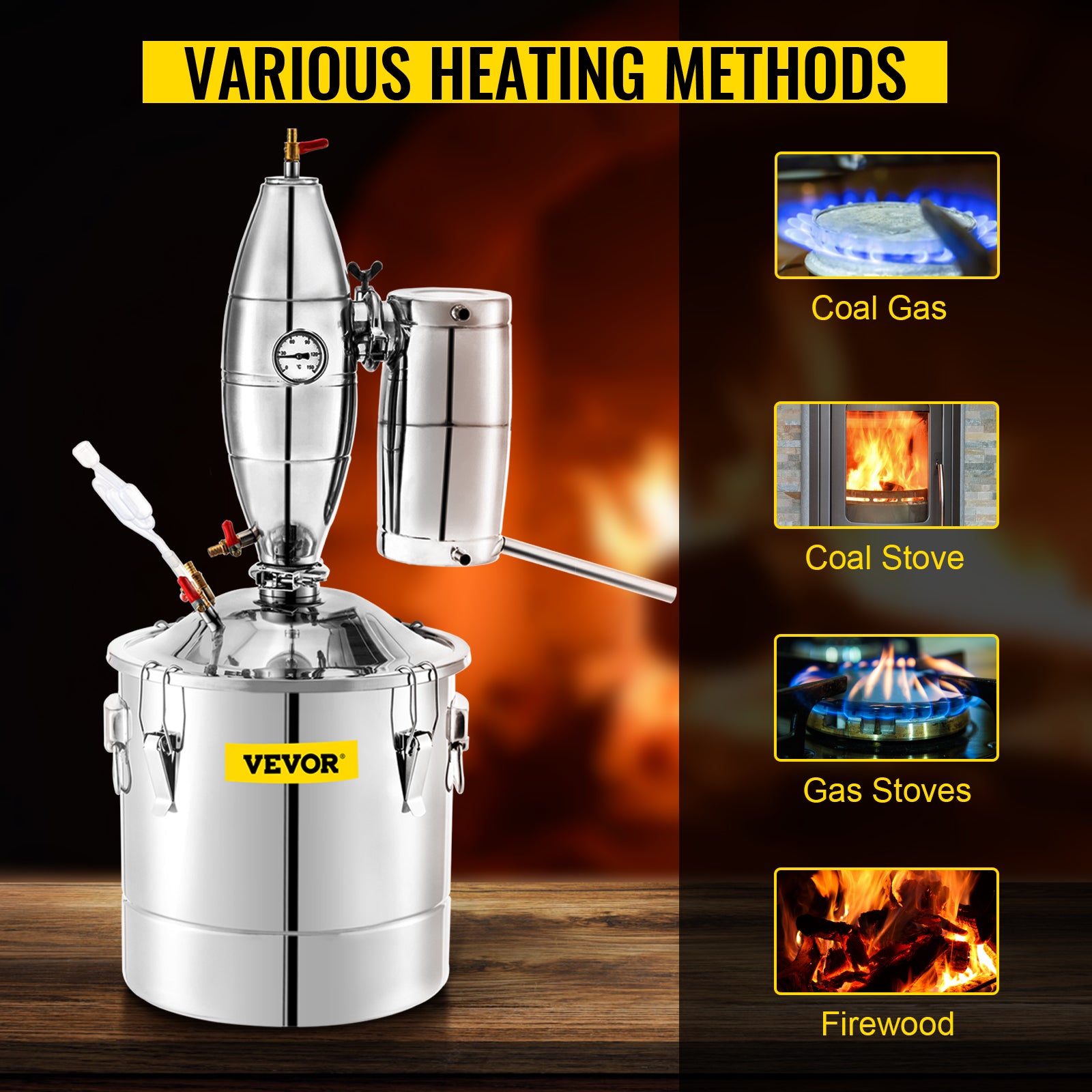 SucceBuy 20L-70L Alcohol Distiller Machine Beer Brewing Equipment DIY Wine Moonshine Apparatus Dispenser Kit Home Appliance