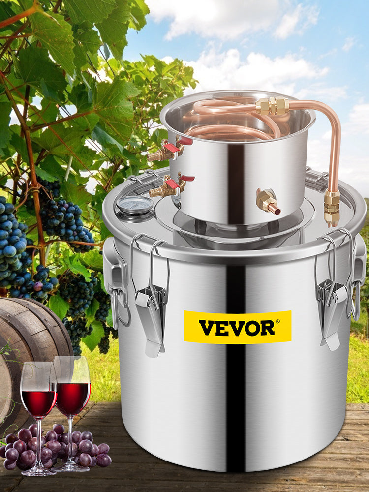 SucceBuy 3 5 8 Gal Distiller Moonshine Alcohol Brew Water Wine Essential Oil Brewing Kit Stainless Copper with Pump for Home DIY