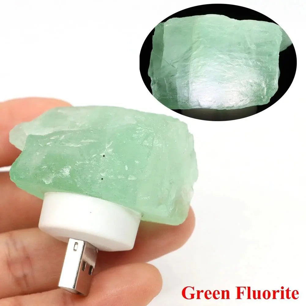 Natural Irregular Crystals Stone USB Light Rose Quartz Amethyst Raw Minerals Small Night Lamp Reiki Healing Bedroom Home Decor - Beauty