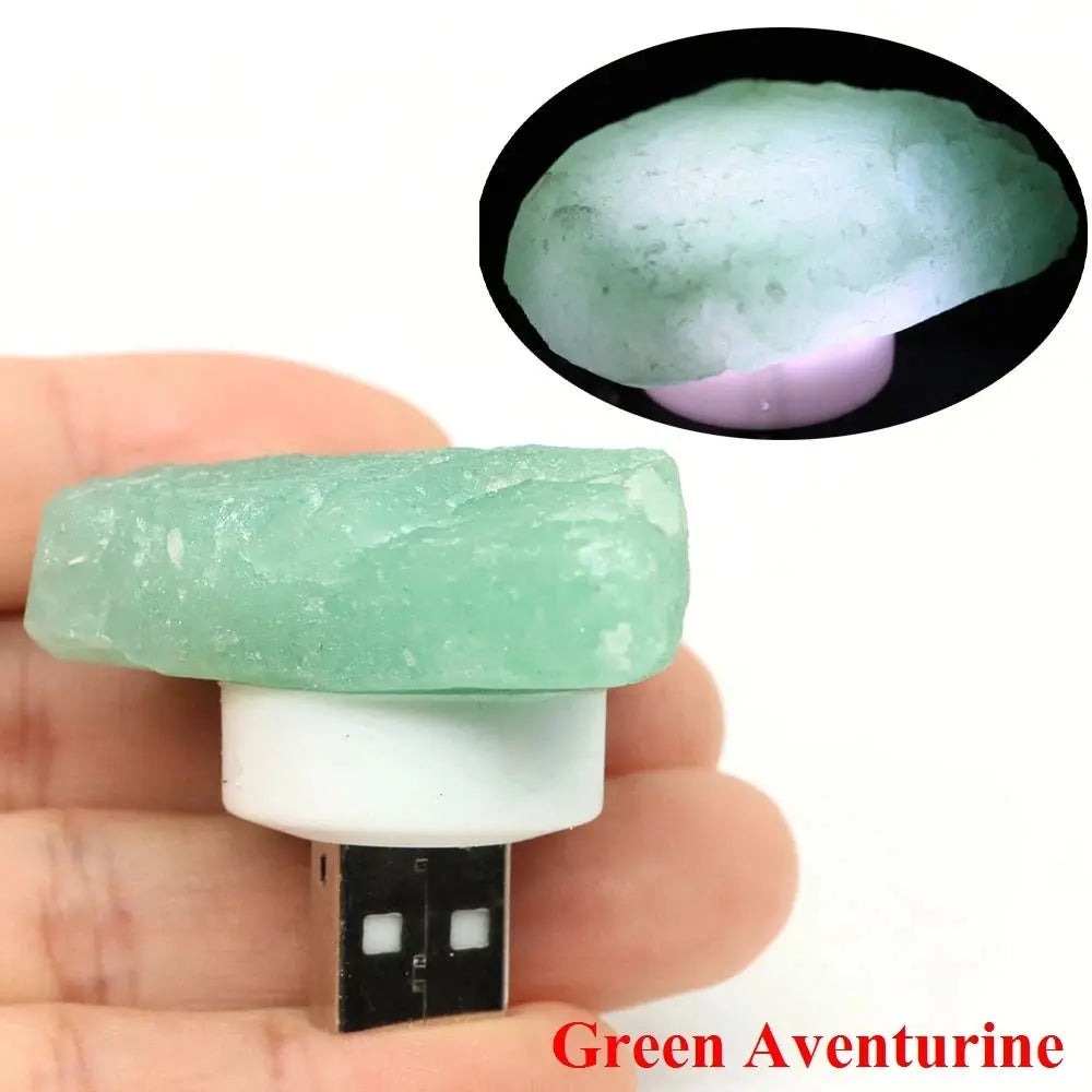 Natural Irregular Crystals Stone USB Light Rose Quartz Amethyst Raw Minerals Small Night Lamp Reiki Healing Bedroom Home Decor - Beauty