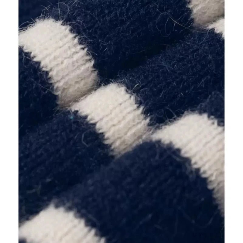 New Spring Autumn Women Spliced pullovers O - Neck Striped Fashion Loose Versatile Minimalist Casual Long - sleeved Knitted Top - Beauty