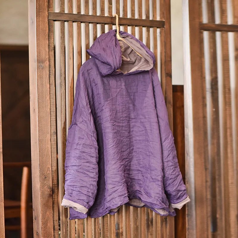 Original Qing 00 - Strand Double - Layer Silk Hoodie Loose Artistic Overhead Small irt T - irt - Beauty