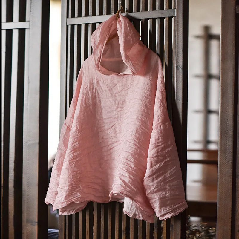 Original Qing 00 - Strand Double - Layer Silk Hoodie Loose Artistic Overhead Small irt T - irt - Beauty