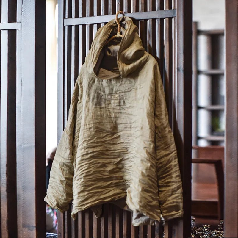 Original Qing 00 - Strand Double - Layer Silk Hoodie Loose Artistic Overhead Small irt T - irt - Beauty