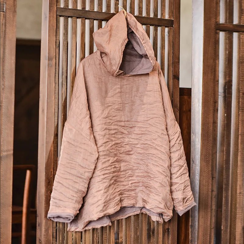 Original Qing 00 - Strand Double - Layer Silk Hoodie Loose Artistic Overhead Small irt T - irt - Beauty
