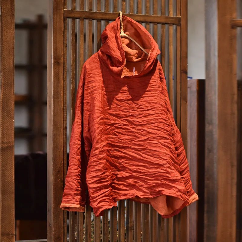Original Qing 00 - Strand Double - Layer Silk Hoodie Loose Artistic Overhead Small irt T - irt - Beauty