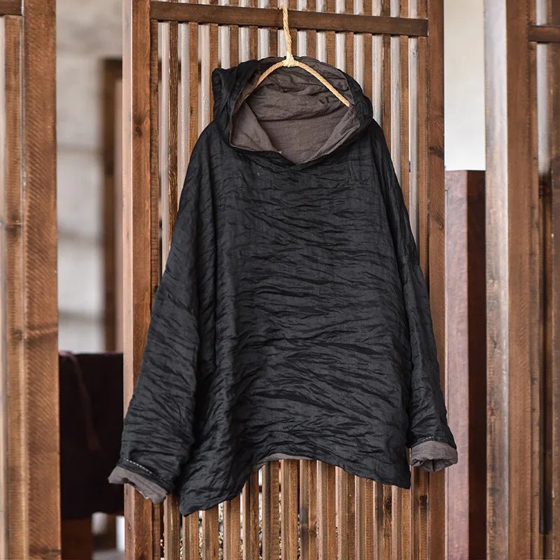 Original Qing 00 - Strand Double - Layer Silk Hoodie Loose Artistic Overhead Small irt T - irt - Beauty