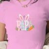 PAPA Women's Y2K Slim Fit Fashion Short T-Shirt with Print Knitted Fabric - Beauty