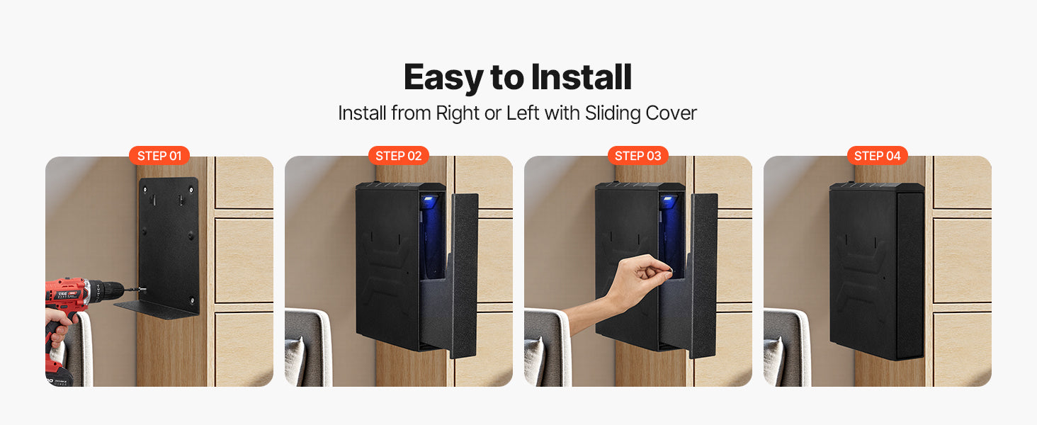 SucceBuy Gun Safe Slider Handgun Safe Fingerprint/Password/Key 3-Way Quick Access Case Box with LED for Nightstand Bedside Desk