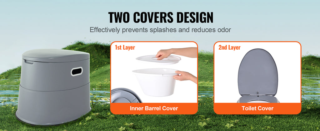 SucceBuy Portable Toilet for Camping Porta Potty with 1.3G Detachable Inner Bucket Travel Toilet for Outdoor Camping Travel