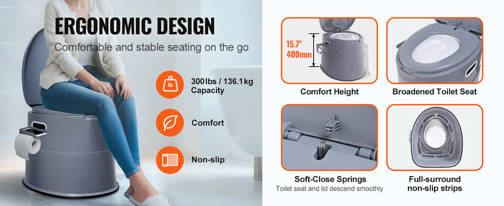 SucceBuy Portable Toilet for Camping Porta Potty with 1.3G Detachable Inner Bucket Travel Toilet for Outdoor Camping Travel