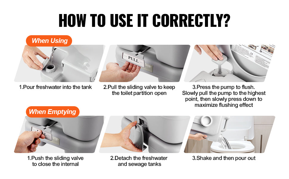 SucceBuy Portable Toilet for Camping Porta Potty Push-Button Pressurized Flush Commode Leak-proof and Odourless Portable Toilet