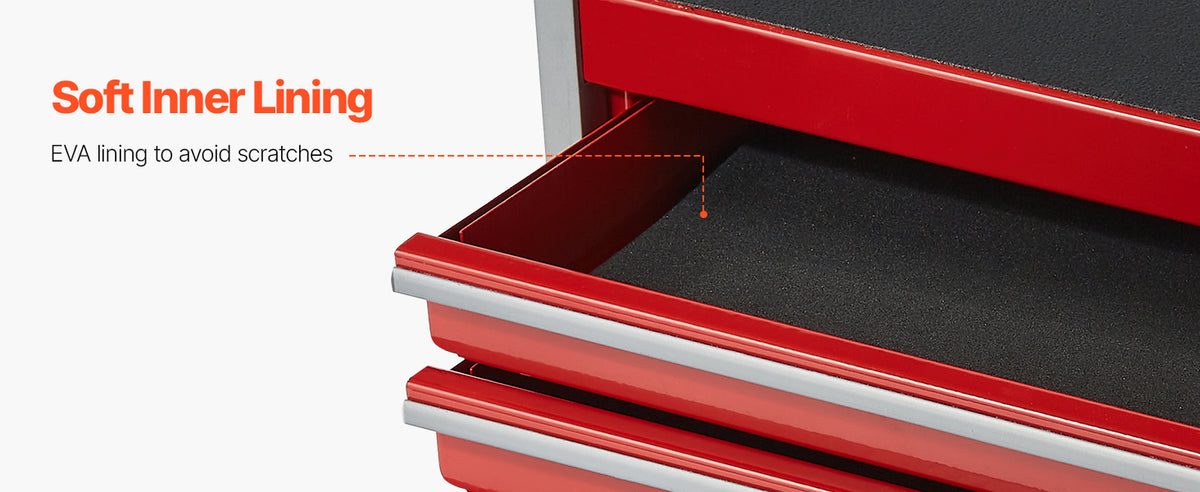 SucceBuy 5-Drawer 8.6in Metal Tool Box Red/Black Portable Small Tool Chest with PP Feet Pads for Garage Workshop Tools Storage