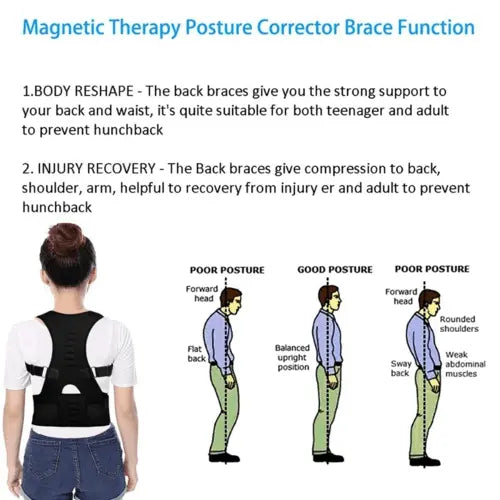 Posture Corrector Support Magnetic Back Shoulder Brace Belt Band For - Beauty