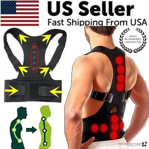 Posture Corrector Support Magnetic Back Shoulder Brace Belt Band For - Beauty