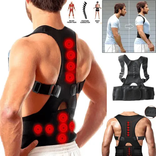 Posture Corrector Support Magnetic Back Shoulder Brace Belt Band For - Beauty