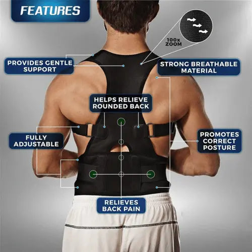 Posture Corrector Support Magnetic Back Shoulder Brace Belt Band For - Beauty