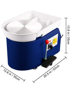 SucceBuy Electric Pottery Wheel Machine 28cm 350W Manual Handle Foot Pedal for School Ceramic Clay Working Forming DIY Art Craft