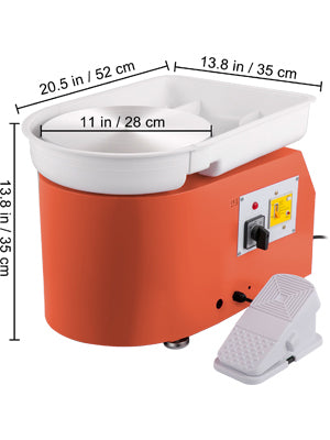 SucceBuy Electric Pottery Wheel Machine 28cm 350W Manual Handle Foot Pedal for School Ceramic Clay Working Forming DIY Art Craft