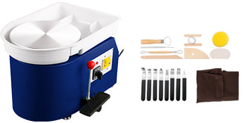 SucceBuy Electric Pottery Wheel Machine 28cm 350W Manual Handle Foot Pedal for School Ceramic Clay Working Forming DIY Art Craft