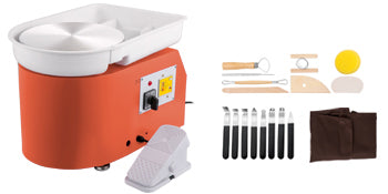 SucceBuy Electric Pottery Wheel Machine 28cm 350W Manual Handle Foot Pedal for School Ceramic Clay Working Forming DIY Art Craft