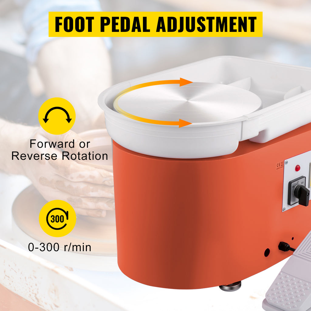 SucceBuy Electric Pottery Wheel Machine 28cm 350W Manual Handle Foot Pedal for School Ceramic Clay Working Forming DIY Art Craft