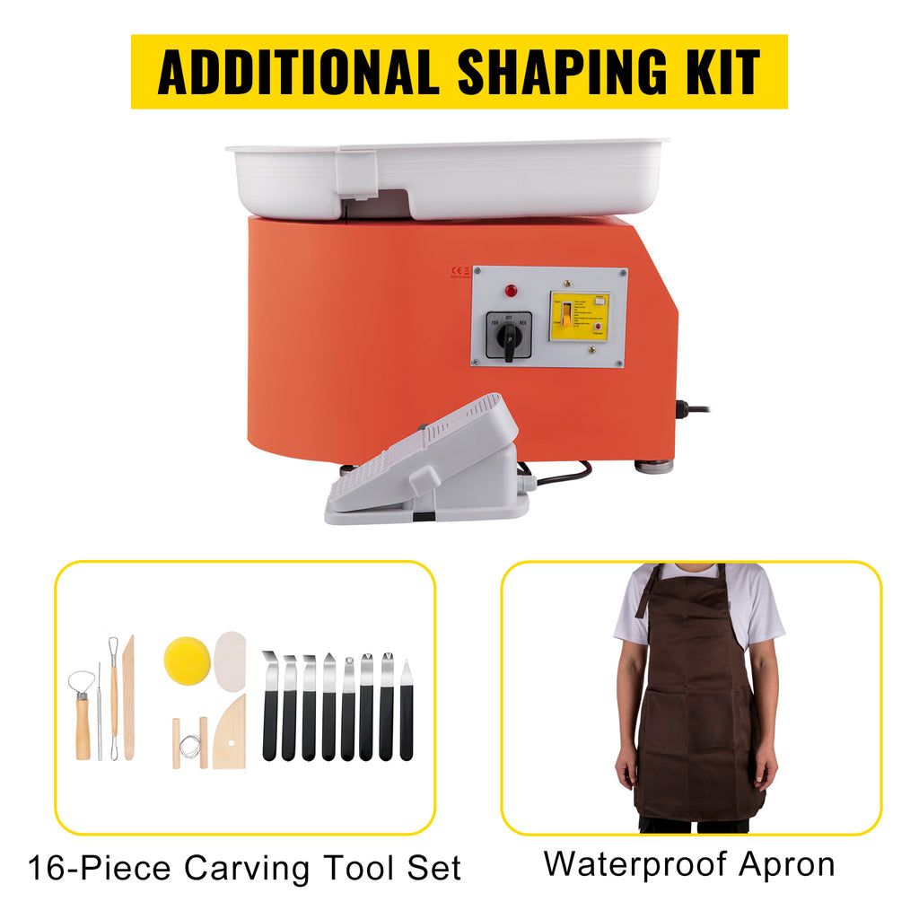 SucceBuy Electric Pottery Wheel Machine 28cm 350W Manual Handle Foot Pedal for School Ceramic Clay Working Forming DIY Art Craft
