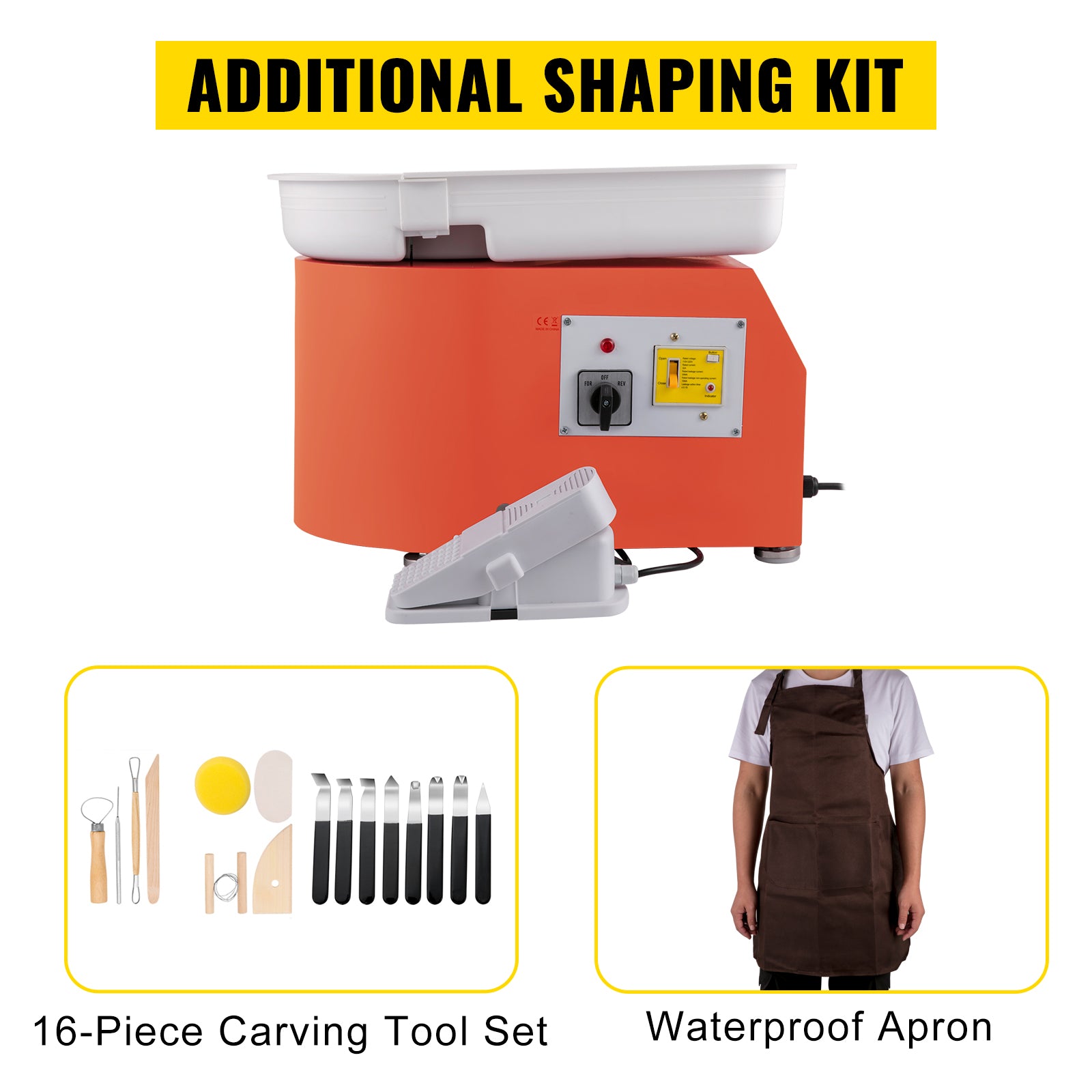 SucceBuy Electric Pottery Wheel Machine 28cm 350W Manual Handle Foot Pedal for School Ceramic Clay Working Forming DIY Art Craft